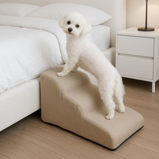 Dog Steps for Bed - 2 or 3 Tiers (Gray or Beige)