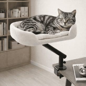 Cat Desk Bed, 360° Rotatable & Adjustable Cat Bed Stand